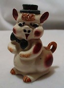 Ceramic Stoneware Pig With Hat Shaker Older