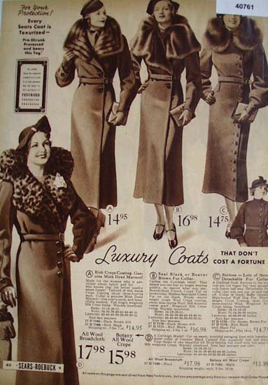 Sears Womens Luxury Coats 1936 Ad