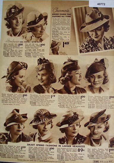 Sears Womens Hats 1938 Ad