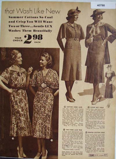 Sears Womens Cotton Dresses 1938 Ad