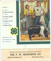 1957 4-H calandar, F.W. Bosworth Co. Plymouth Indiana