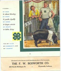 1957 4-H calandar, F.W. Bosworth Co. Plymouth Indiana
