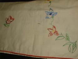 Hand Embroidered Tablecloth Flower Pattern
