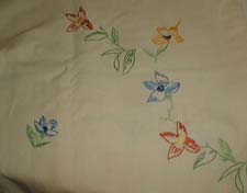 Hand Embroidered Tablecloth Flower Pattern