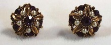 Faux Amethyst & Faux Pearl Earrings