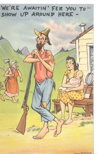Walt Munson hillbilly family card, humorous