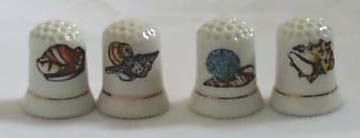 Porcelain sea shells set of 4 Thimbles