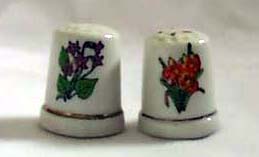 Porcelain flower set of 2 Thimbles