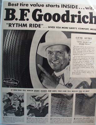 Gene Autry Promotes BF Goodrich Tires Ad 1950