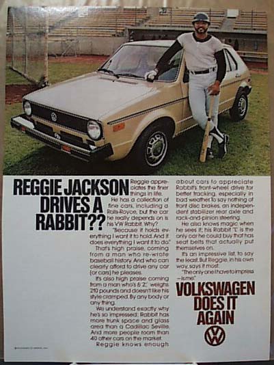Reggie Jackson Drives Rabbit VW 1978 Ad