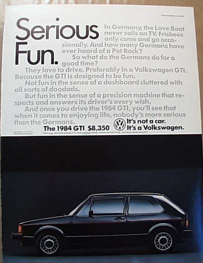 1984 GTI Volkswagen Ad