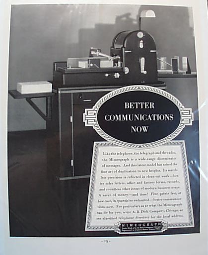 1938 Mimeograph Machine Advertisment