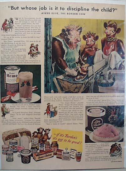 Elsie & Family Borden Cow 1947 Ad