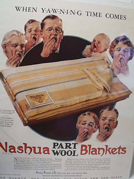 Nashua Blanket ad, 1928, Boston