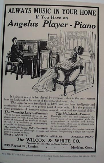 1912 Angelus Player Piano Ad