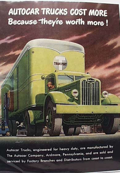 Autocar Trucks Ad, 1946 T Transport Moving