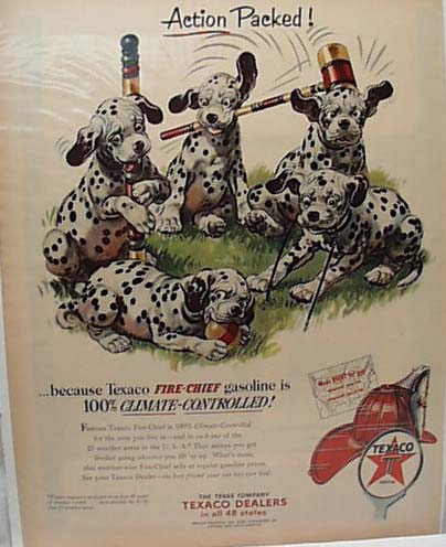 Texaco 1953 Ad 5 Dalmations And Crochet Set
