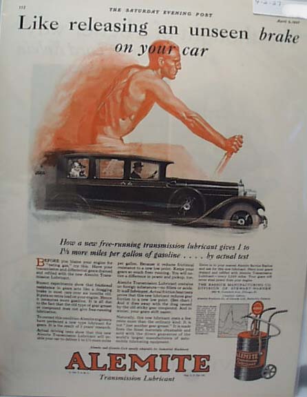 Alemite Transmission Lubricant Ad 1927