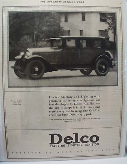 Delco Battery In Cadillac Car 1925 AD
