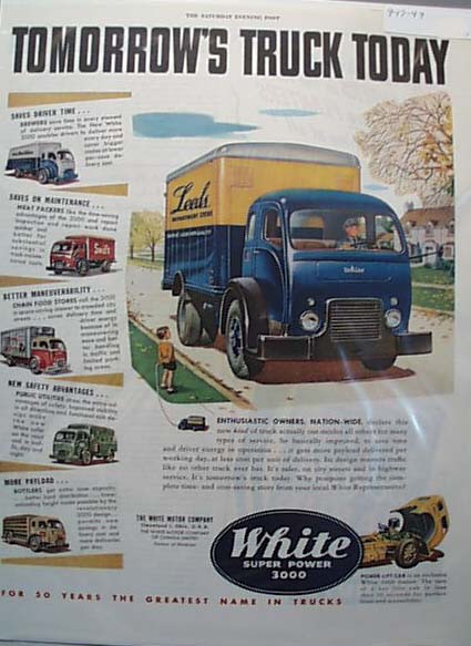 White Super Power 3000 Delivery Truck 1949 Ad