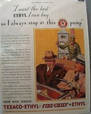 Texaco Ethyl Fire Chief Fuel 1933 Ad