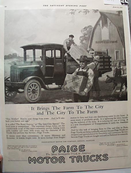 Paige Motor Truck 1919 Ad