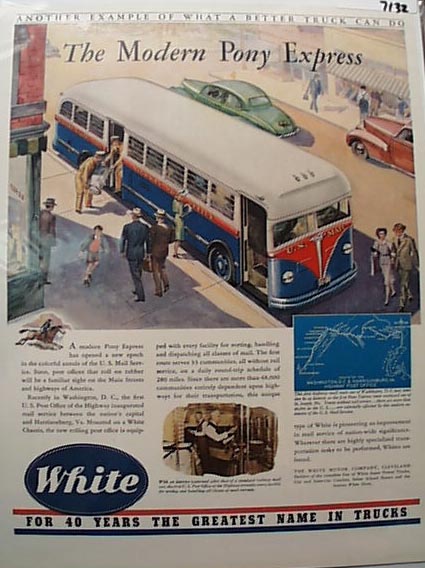 White Bus 1941 Ad Modern Pony Express Of Mail