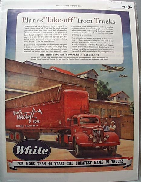 White Truck 1943 Ad Vega Aircraft Co Burbank