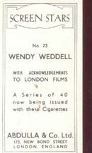 Wendy Weddell Film Star Tinted PhotoCard 1930