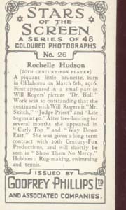 Rochelle Hudson Film Star Tinted Photo Card