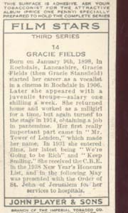 Gracie Fields Film Star Tinted Card 1938