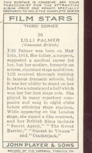 Lilli Palmer Film Star Tinted Card 1938