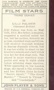 Lilli Palmer Film Star Tinted Card 1938
