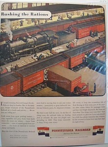 PA Railroad Rushing Rations For War Effort Ad