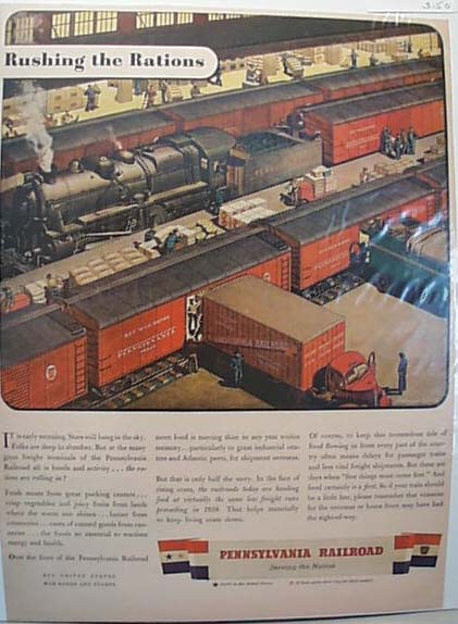 PA Railroad Rushing Rations For War Effort Ad
