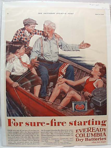Eveready Dry Batteries for Boat 1928 Ad