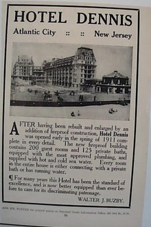 Hotel Dennis 1912 Ad