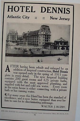 Hotel Dennis 1912 Ad