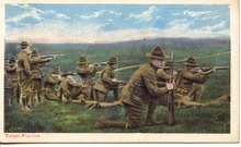 WWI tinted postcard showing Target Practice