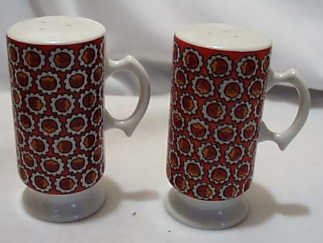 1960's Red Orange Porcelain S&P Shakers