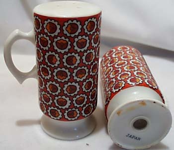 1960's Red Orange Porcelain S&P Shakers