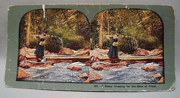 Stereo Card #421 Risky Crossing For Trout