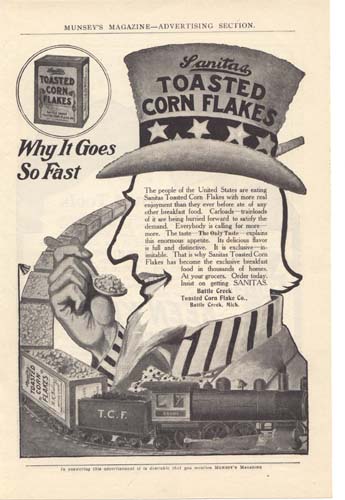 Sanitas Toasted Corn Flake Ad 1900's