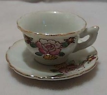 Mini Cup & Saucer Porcelain With Flowers