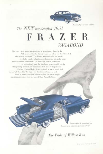 Frazier Vagabond 1951 Ad Kaiser Frazer Blue