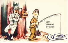 Just Cleaning my hook humor postcard