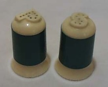 Heavy Plastic Blue Ivory S & P Shakers