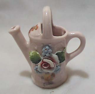 Germany Pink Porcelain Watering Can Figurine