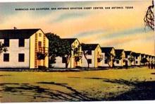 San Antonio aviation post card, barracks and quarter postcard, 40's
