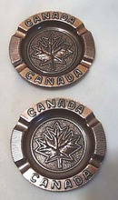 Canada copper ashtray set, Maple leaf on each